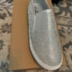 Women silver slip on shoes